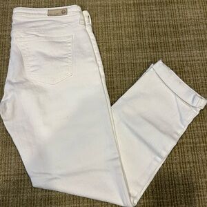 AG the Stevie Slim Straight Roll Up Women's White Jeans